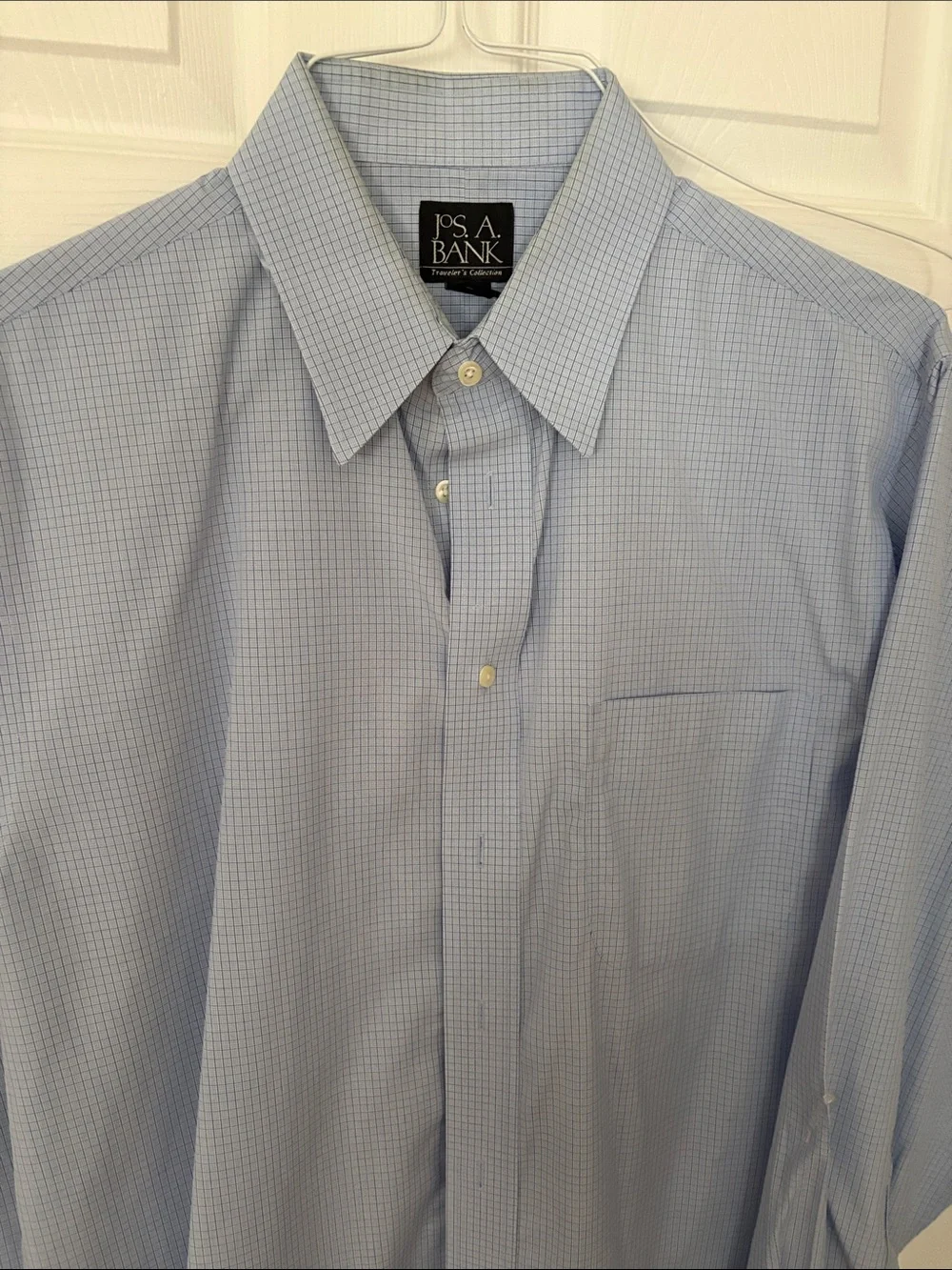 Jos. A. Bank Light Blue Micro-Check Dress Shirt size 16-34